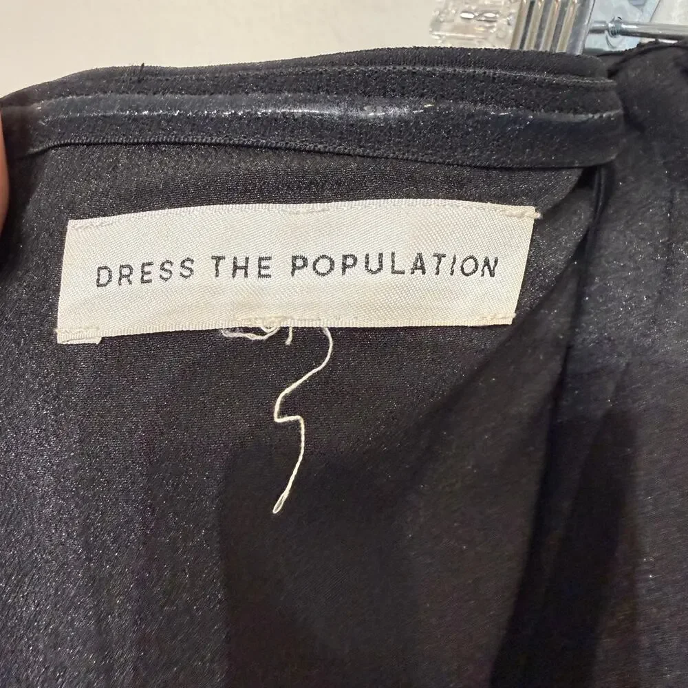 Dress the Population Black Viviana Sequin Fringe Strapless Midi Dress Sz XXL - Picture 5 of 13